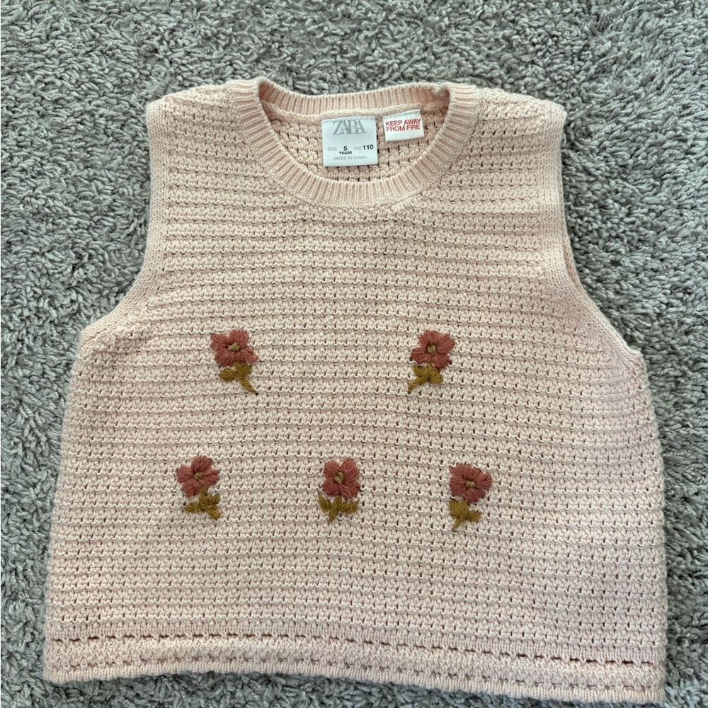 ZARA Girls pink Knit Sweater Vest